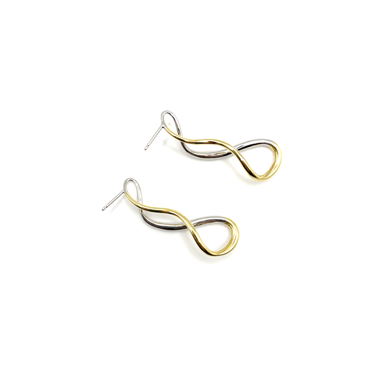 Meld Pierced Earrings K18YG&Rhodium-coat