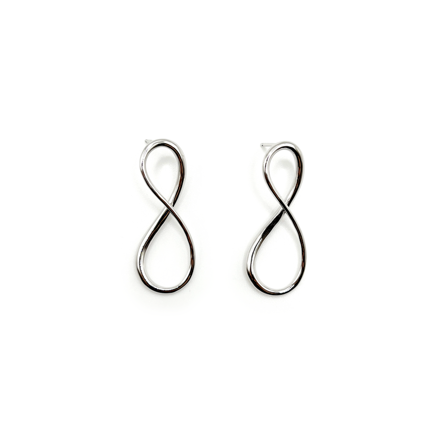 Lilt line pierced earrings Rhodium-coat