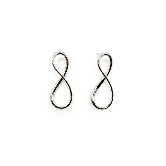 Lilt line pierced earrings Rhodium-coat