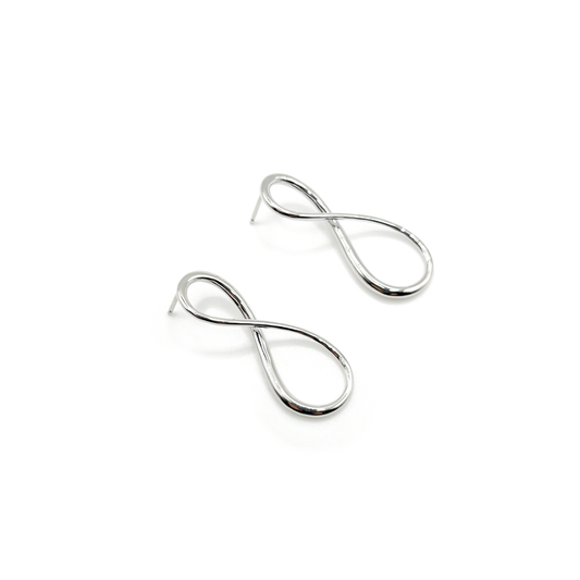 Lilt line pierced earrings Rhodium-coat