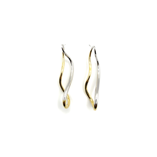 Meld Pierced Earrings K18YG&Rhodium-coat