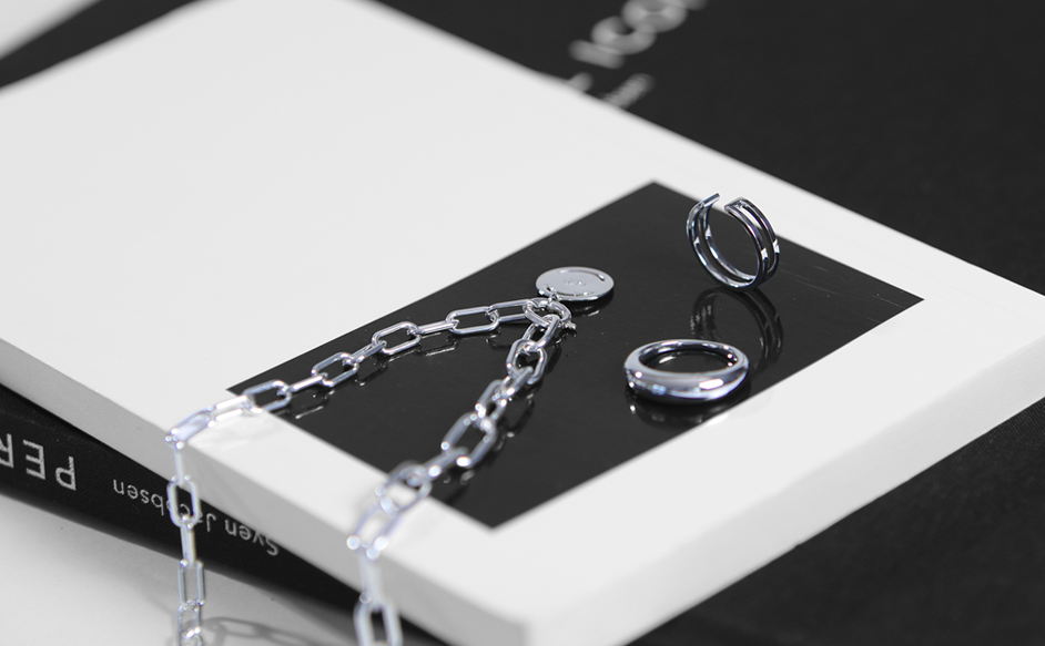 Chain Neckless & Bless_2way--Moderate Dome Ring--Square Line Cuff Ring